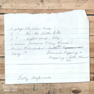 Handwritten recipe for Cheddar Ranch Snack Mix