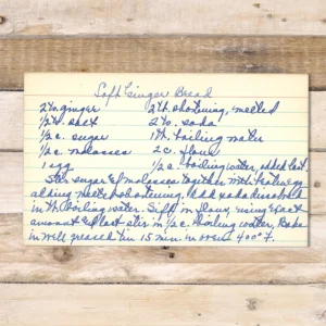 Handwritten recipe card for Soft Gingerbread