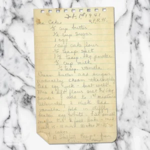 Handwritten recipe for Tea Cakes