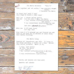 Typed recipe for Tia Maria Brownies