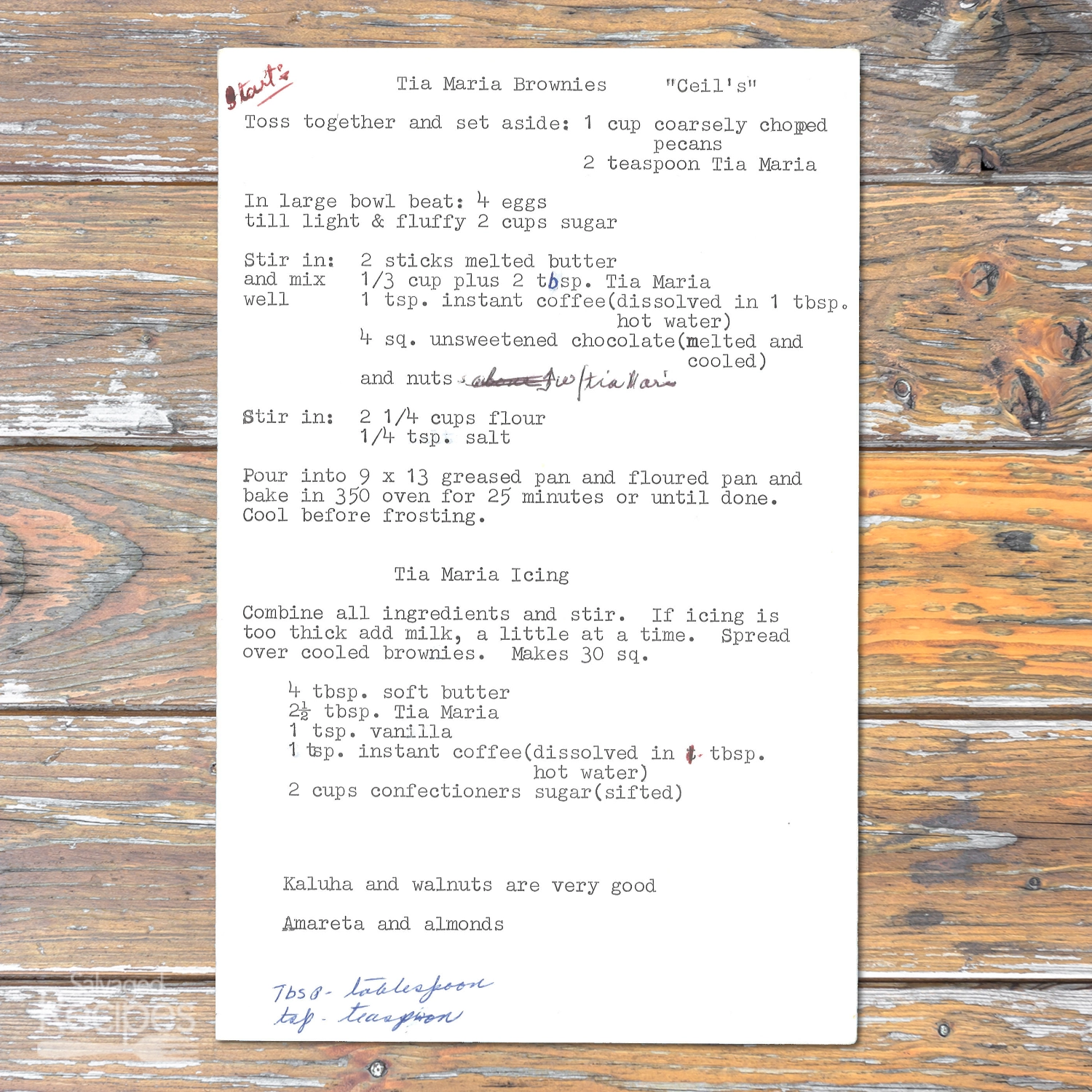 Tia Maria Brownies with Creamy Coffee Icing