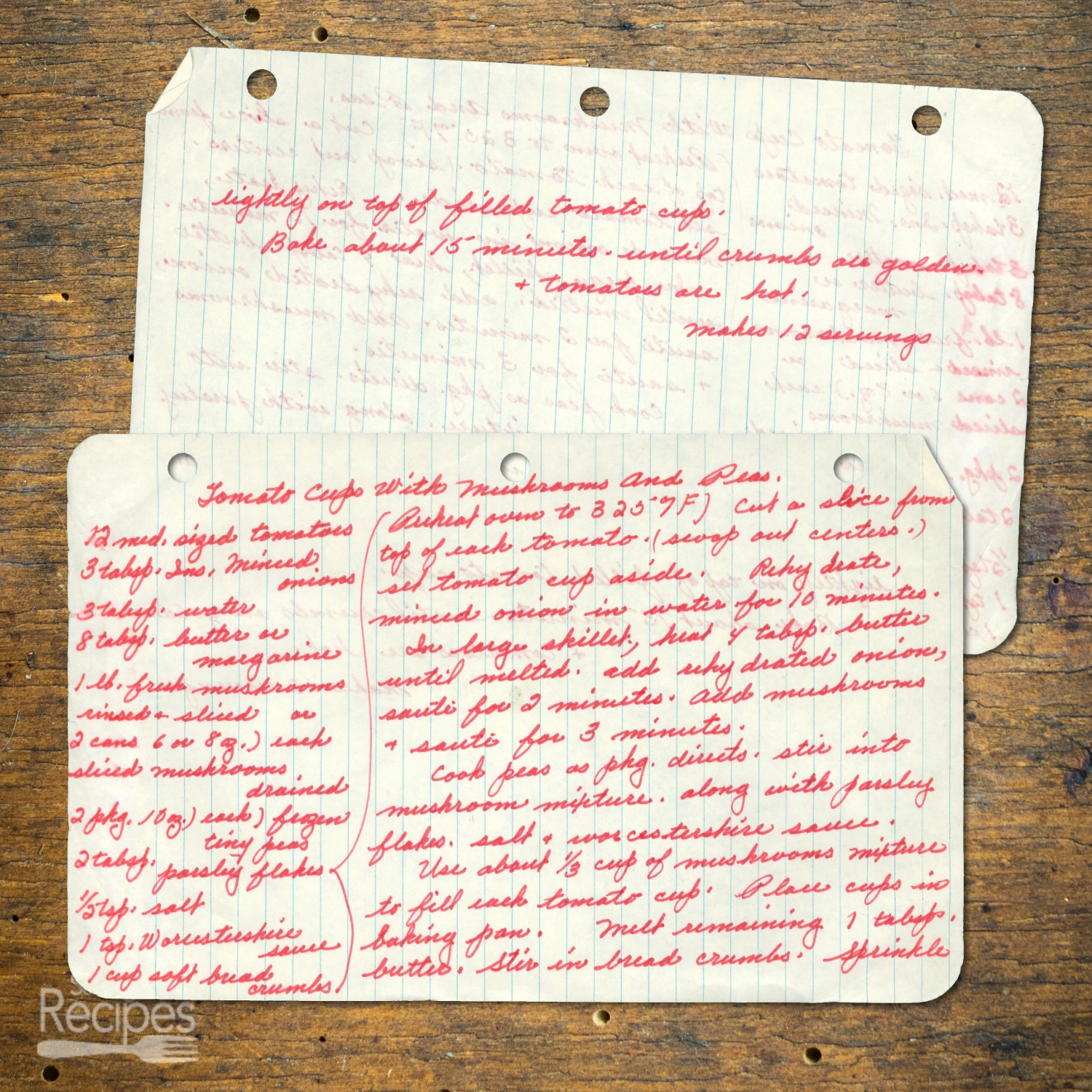 Tomato Cups with Mushrooms and Peas