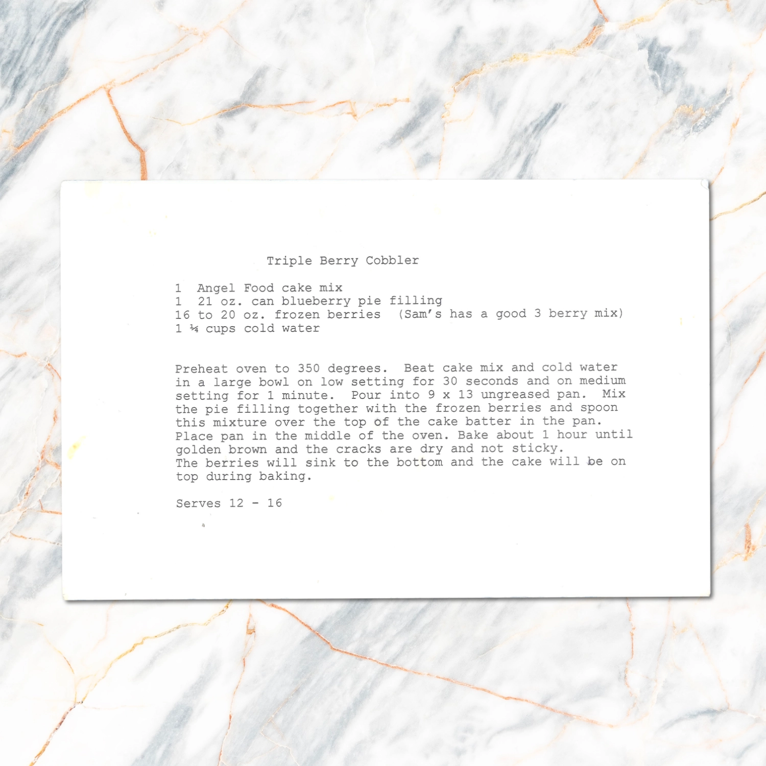 Typed recipe for Triple Berry Cobbler