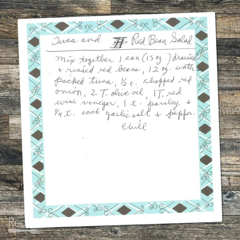 Handwritten recipe for Red Bean Salad