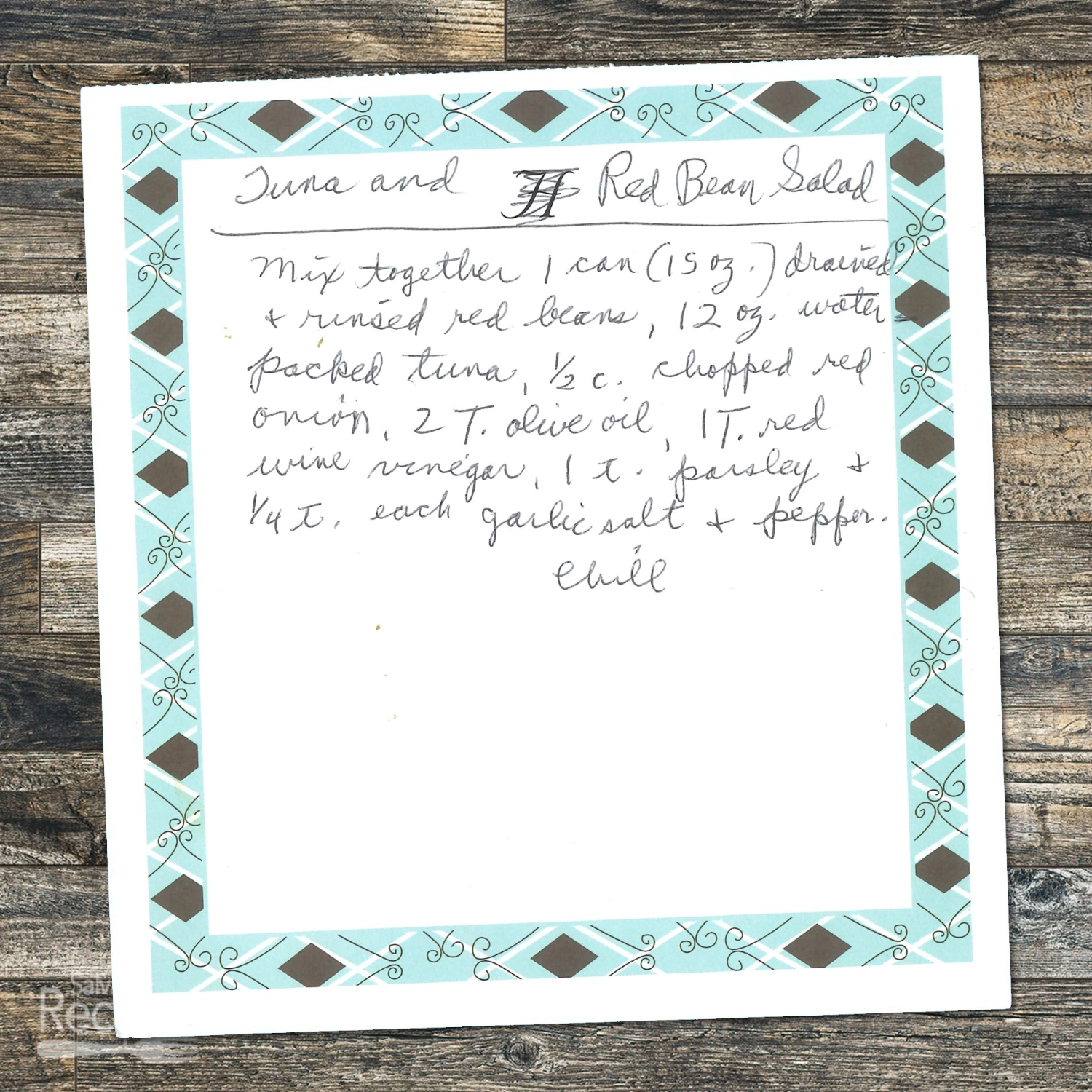 Tuna and Red Bean Salad with Olive Oil & Vinegar