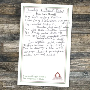 Handwritten recipe for Turkey and Fruit Salad