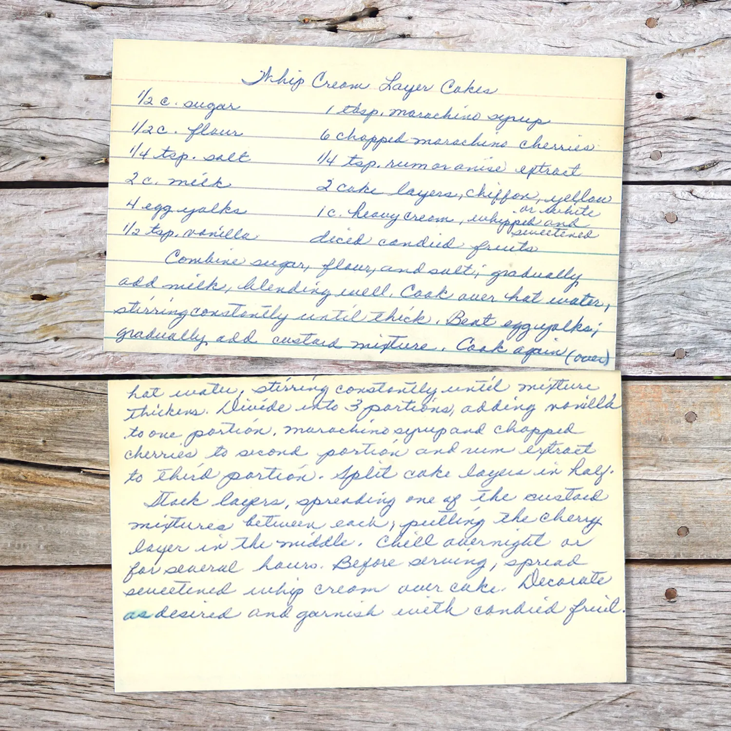 Whipped Cream Layer Cake with Custard & Cherries