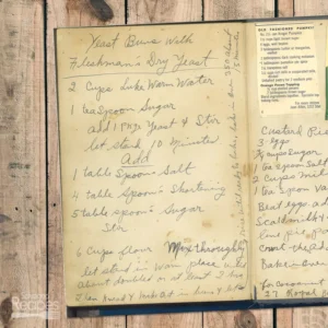 Handwritten recipe for Yeast Buns with Fleischmann's Dry Yeast