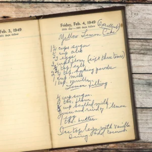 Handwritten recipe for Yellow Lemon Cake