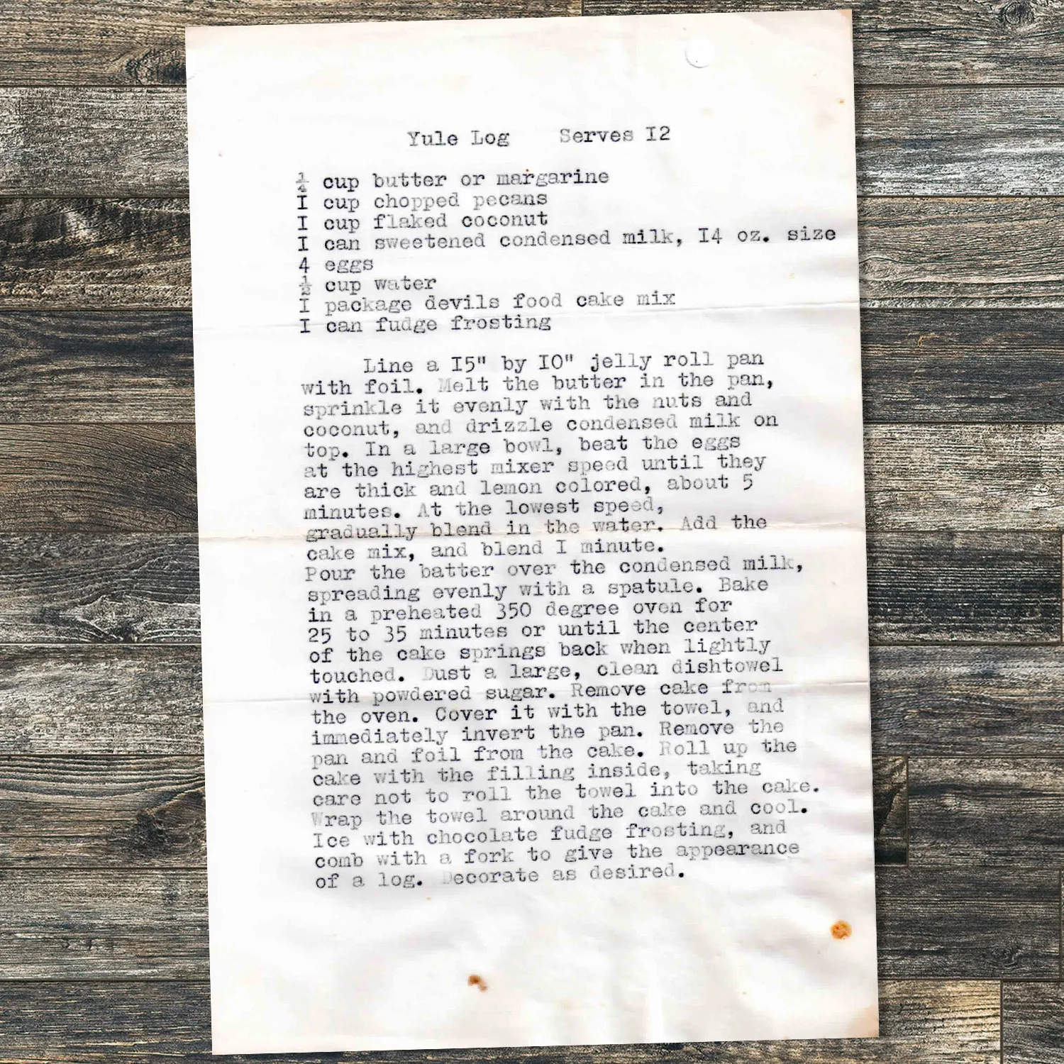 Yule Log Cake with Coconut-Pecan Filling