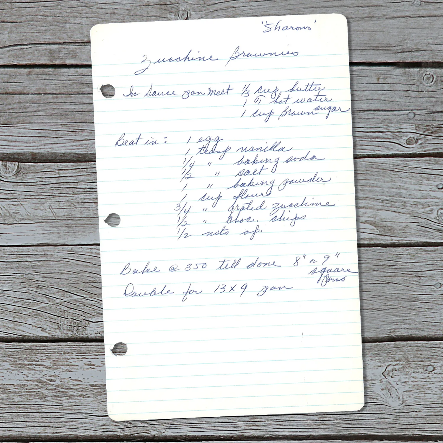 Zucchini Brownies with Chocolate Chips from Sharon