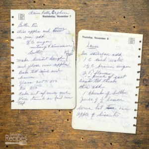 Handwritten recipe for Apple Bake