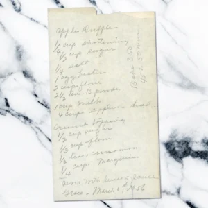 Handwritten recipe for Apple Drizzle