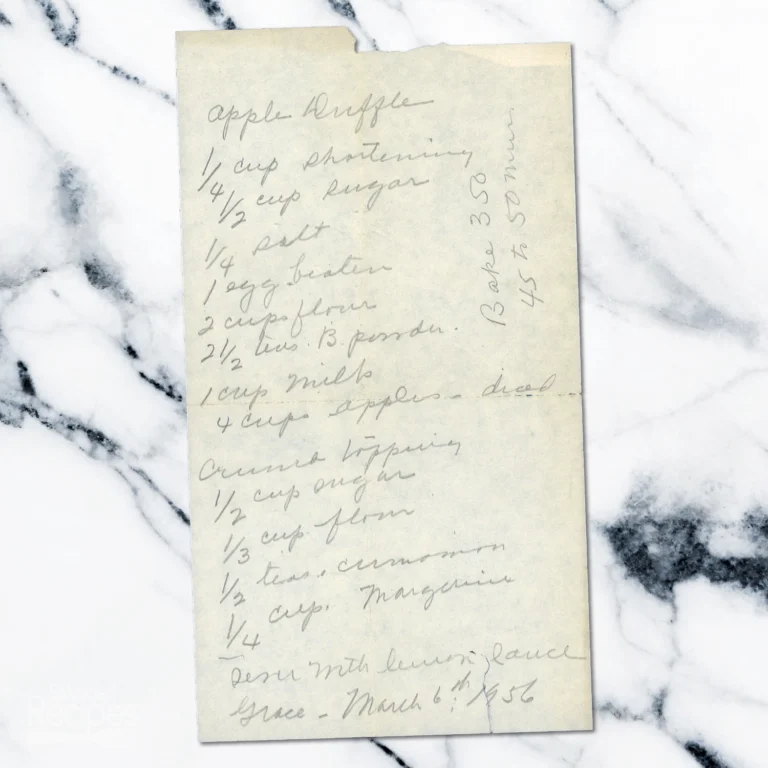 Handwritten recipe for Apple Drizzle