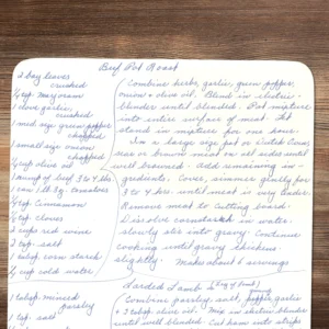 Handwritten recipe for Beef Pot Roast
