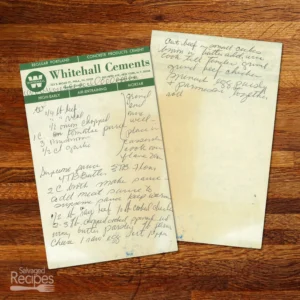 Handwritten recipe for Beef & Veal Casserole with Supreme Sauce