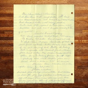 Handwritten recipe for Blue Cheese and Walnut Ham Rolls