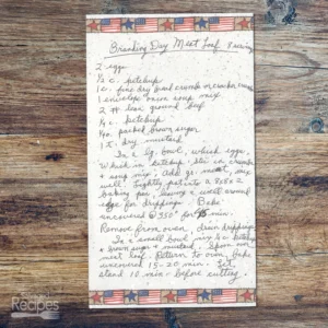 Handwritten recipe for Branding Day Meatloaf