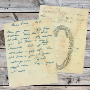 Handwritten recipe for Bridge Dessert