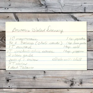 Handwritten recipe card for Brocato's Salad Dressing