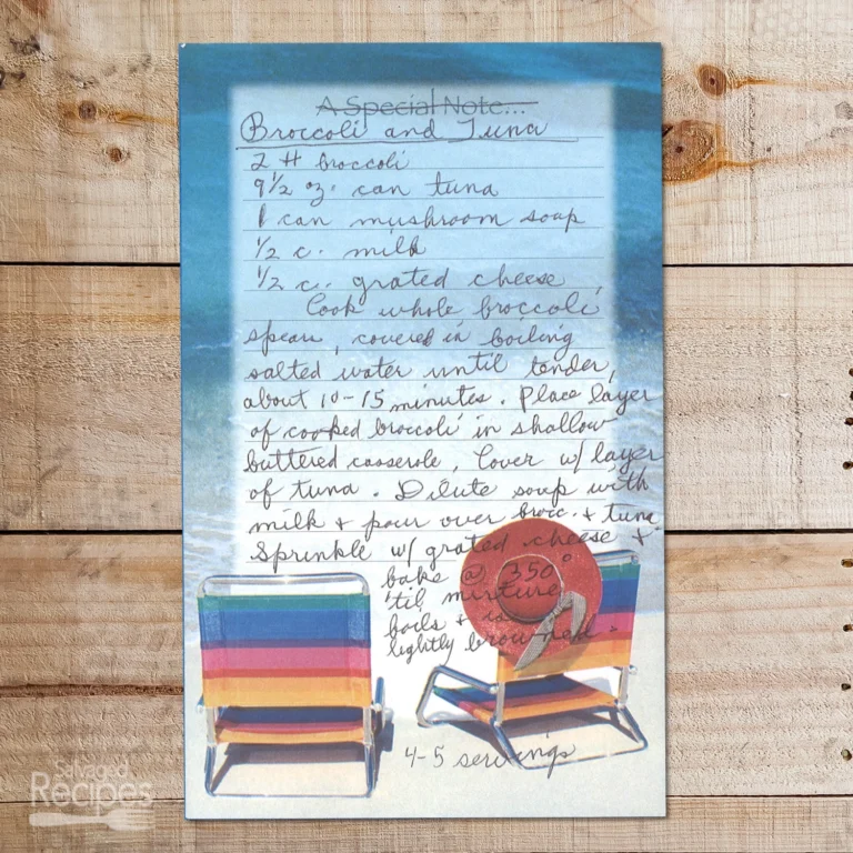 Handwritten recipe for Broccoli and Tuna Casserole