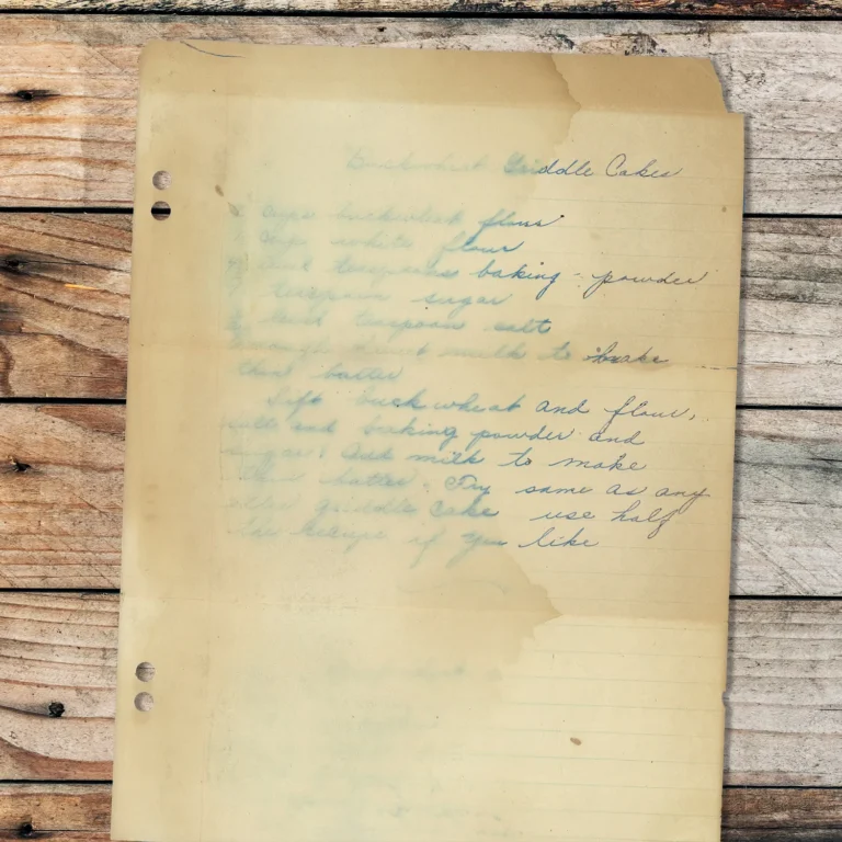 Handwritten recipe for Buckwheat Griddle Cakes