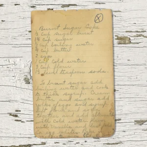 Handwritten recipe for Burnt Sugar Cake