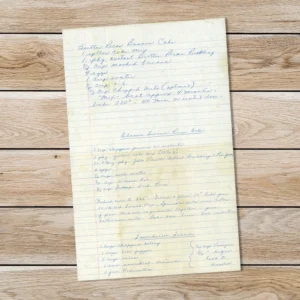 Handwritten recipe for Butter-Pecan Banana Cake