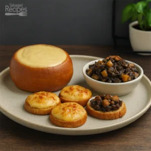 Cheese Beer Spread, Canapés Lorraine and Mushroom Relish