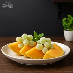 Cantaloupe Wedges with Sugar Frosted Grapes