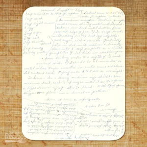 Handwritten recipe for Caramel Pumpkin Flan