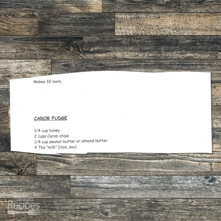 Typed recipe for Carob Fudge