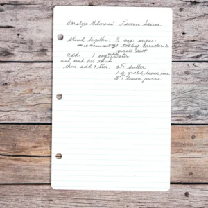 Handwritten recipe for Carolyn Gillmore's Lemon Sauce