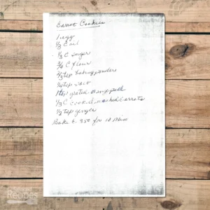 Handwritten recipe for Carrot Cookies