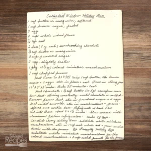 Handwritten recipes for Cathedral Windows Bars