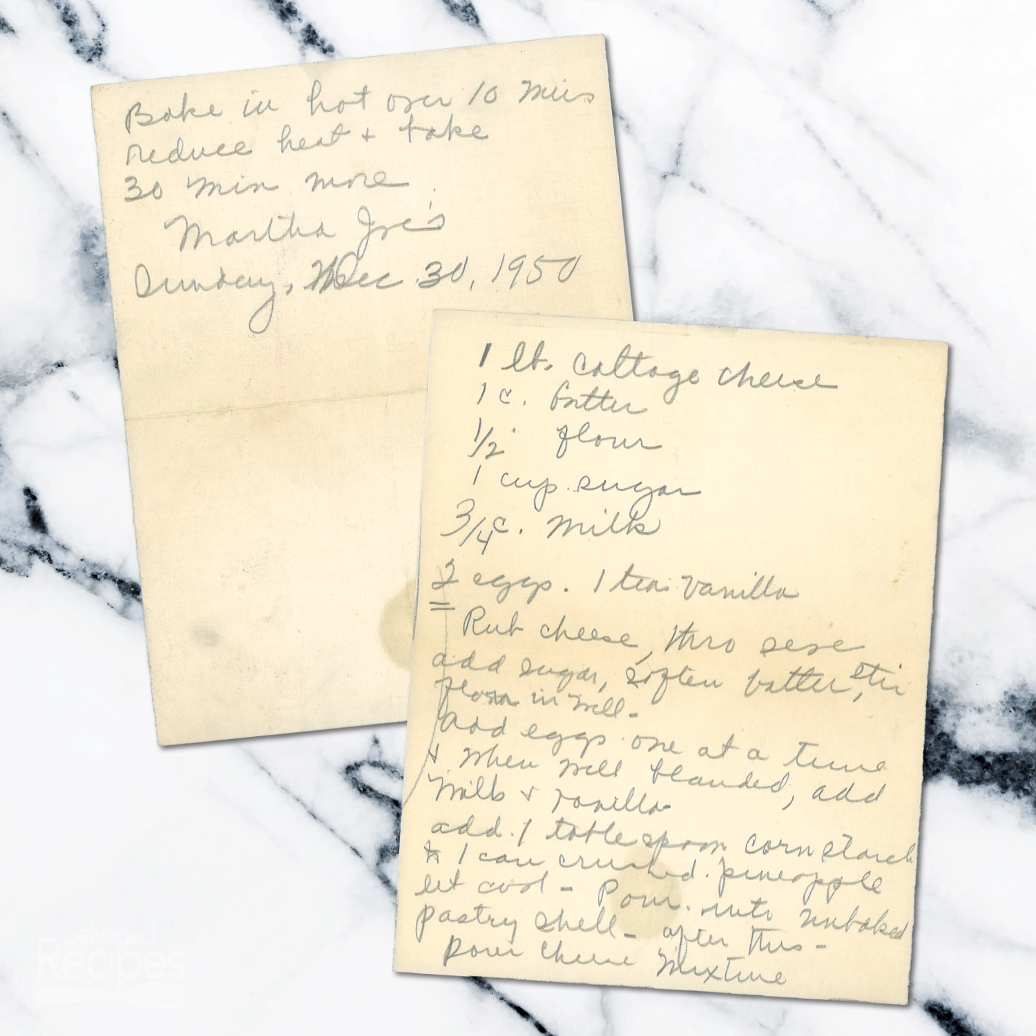 Vintage Cottage Cheese Cheesecake