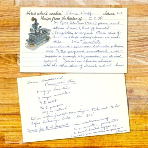 Handwritten recipe card for Cheese Puffs