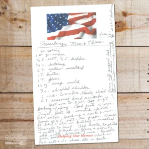 Handwritten recipe for Cheeseburger Mac & Cheese