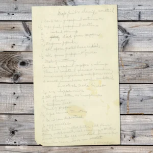 Handwritten recipe for Grapefruit and Shrimp Cocktail
