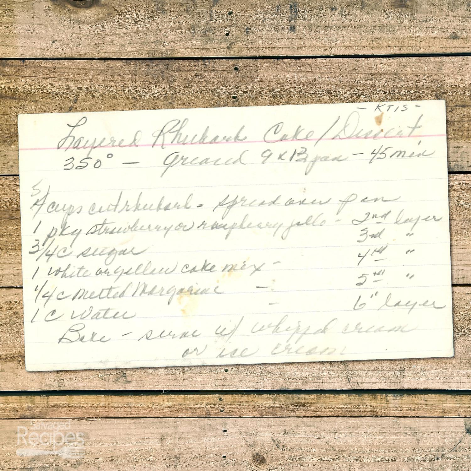 Layered Rhubarb Jello Cake with Whipped Cream