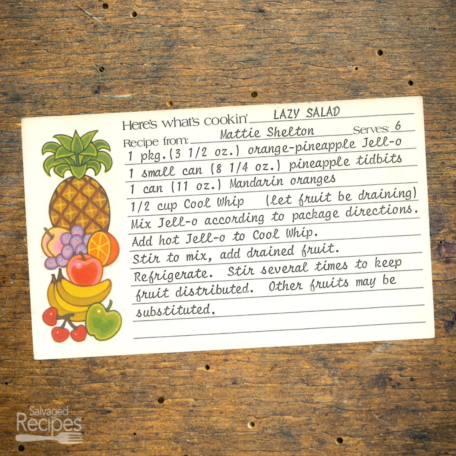 Lazy Jell-O Fruit Salad with Pineapple and Mandarin Oranges from Mattie Shelton