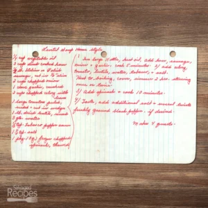 Handwritten recipe for Lentil Soup Home Style