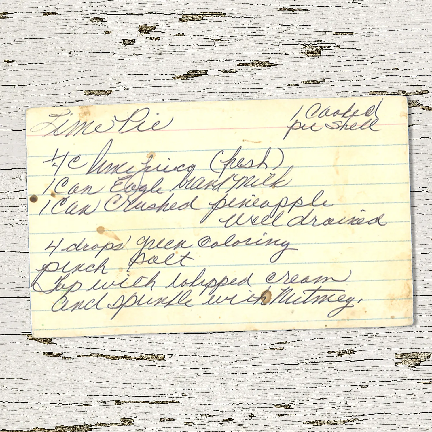 Handwritten recipe card for Lime Pie