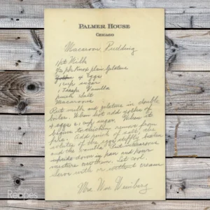 Handwritten recipe for Macaroon Pudding