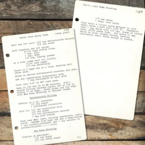 Typed recipe for Mardi Grass Party Cake