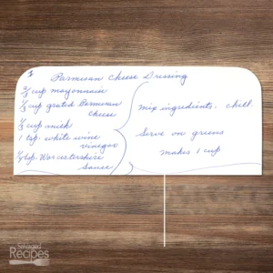 Handwritten recipe for Parmesan Cheese Dressing