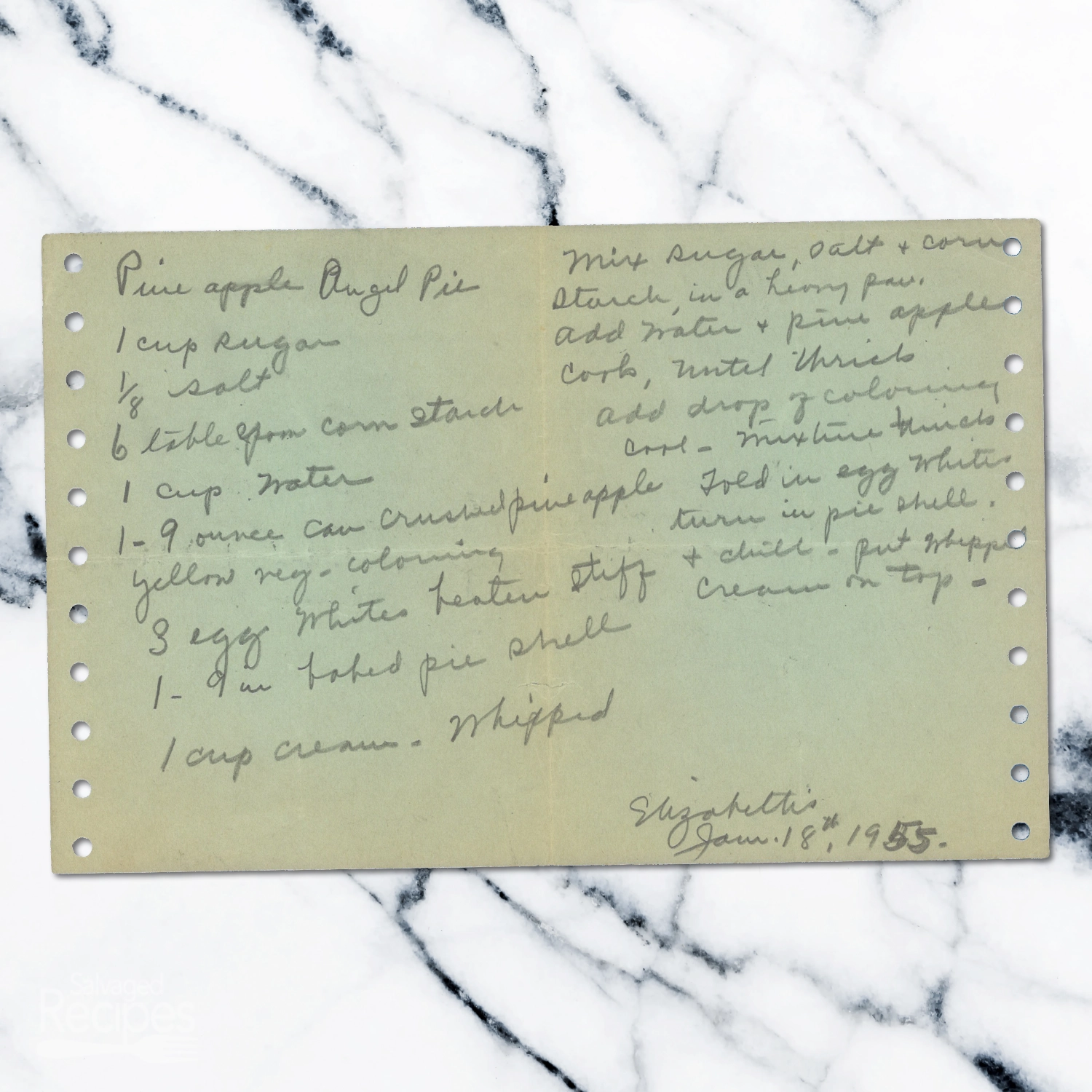 Pineapple Angel Pie with Whipped Cream from Elizabeth