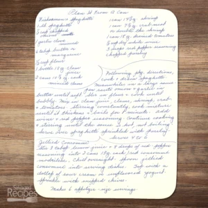 Handwritten recipe for Fisherman's Spaghetti