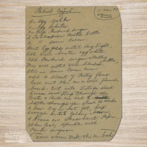 Handwritten recipe for Polish Csöröge (Chruściki)