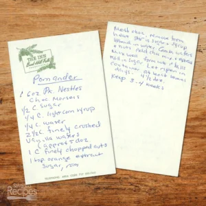 Handwritten recipe for Pomander Candy Balls